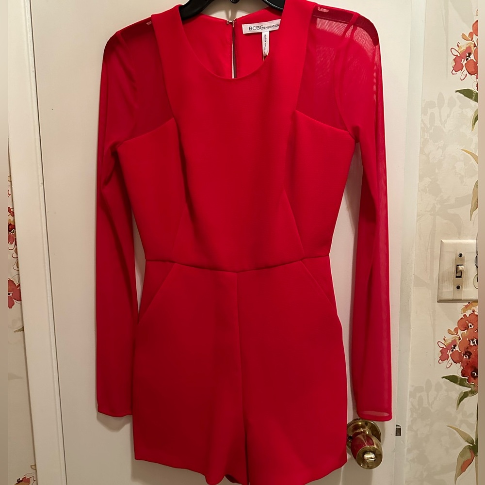 Red long sleeve romper